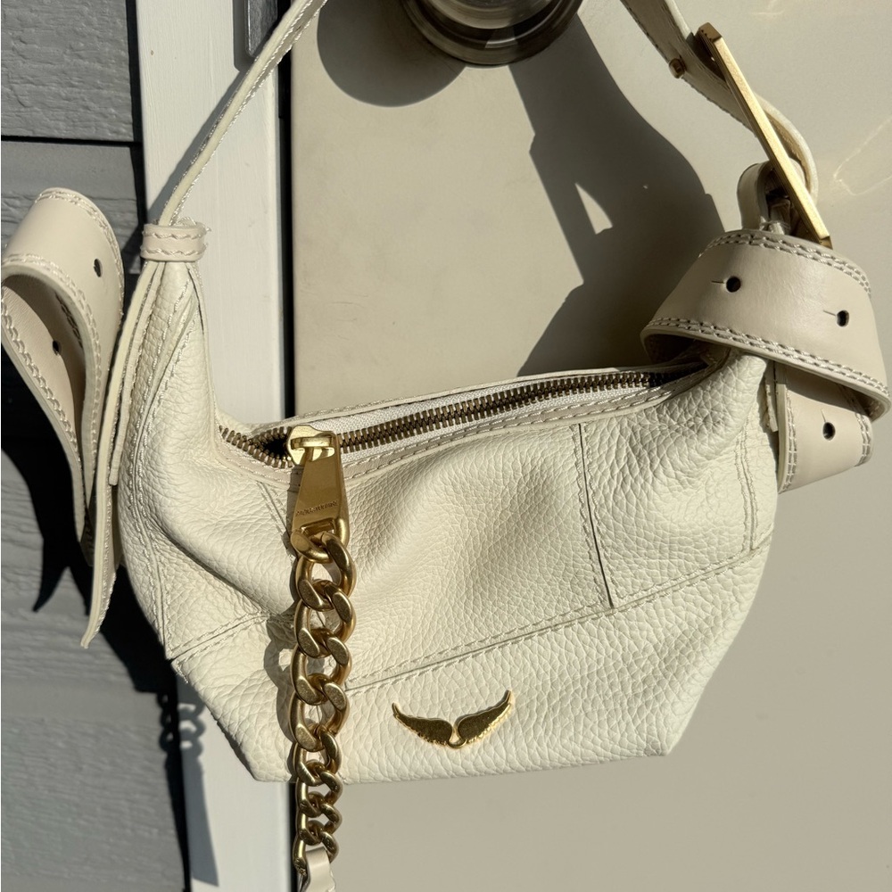 Zadig & Voltaire Cream Shoulder Bag with Gold Chain